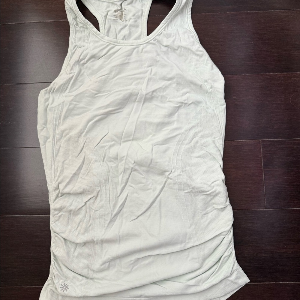 Athleta Glacier Green Sleeveless Fitted Ruched Tank Top